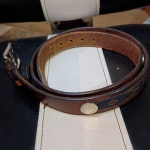 Trafalgar Leather Western Belt With Coin & Woven Texture Size 36